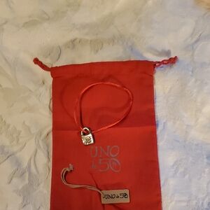 UNO de 50 Red Bracelet with Silver Charm